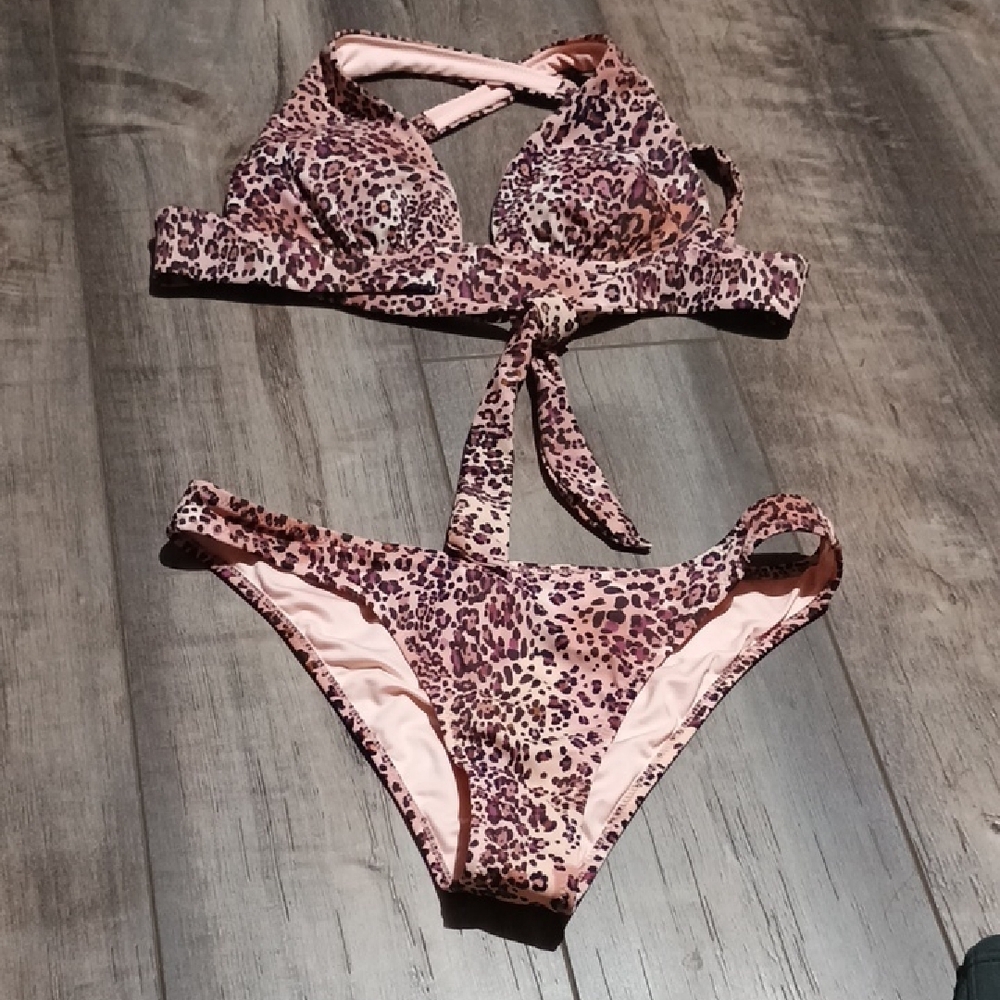 Leopard Print Bikini with Criss-Cross Top